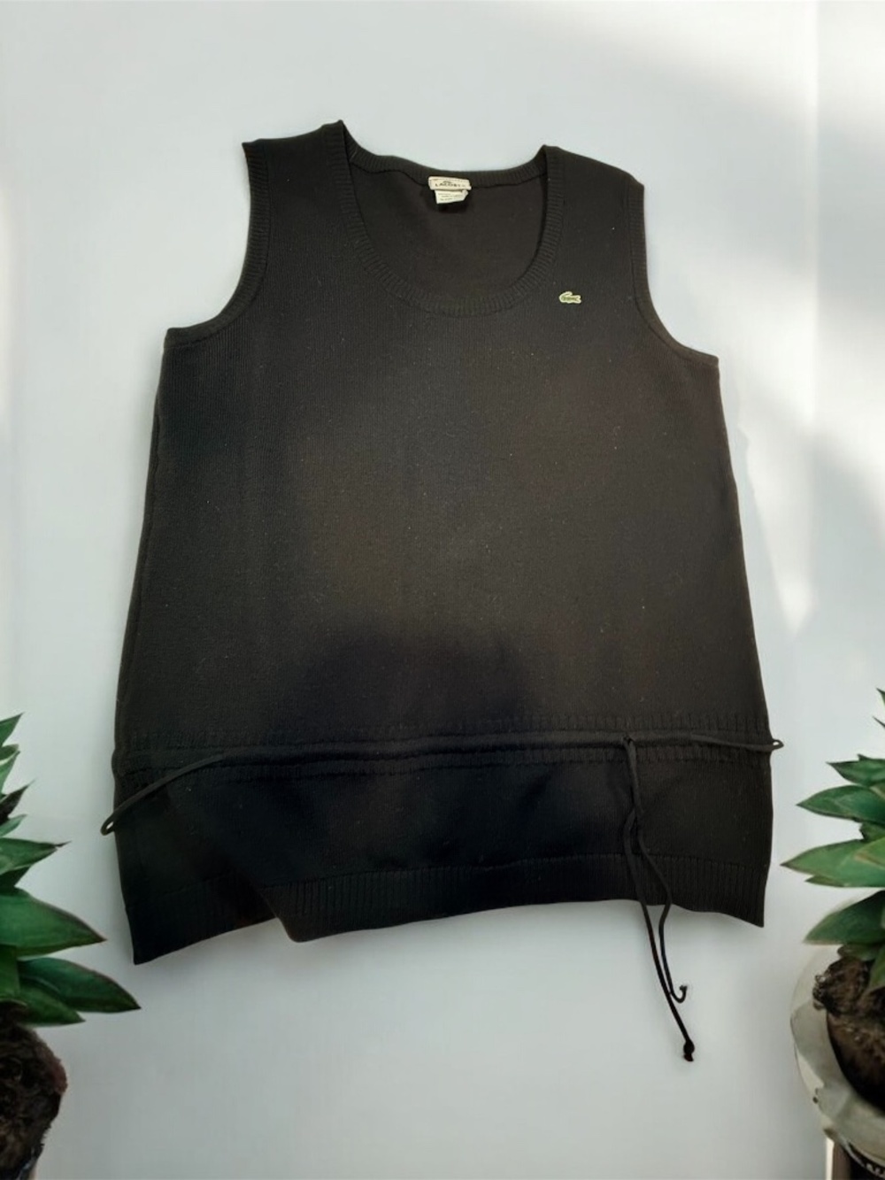 Vintage Lacoste Black Knit Sleeveless Top Made in France Size 46